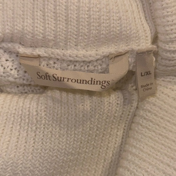 Soft Surroundings Meribel Striped Cowl Neck Poncho Sweater Soft Cozy Oversized - Picture 10 of 11